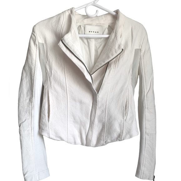 Blank NYC Jackets & Blazers - BLANKNYC White Moto Jacket with mesh details size small